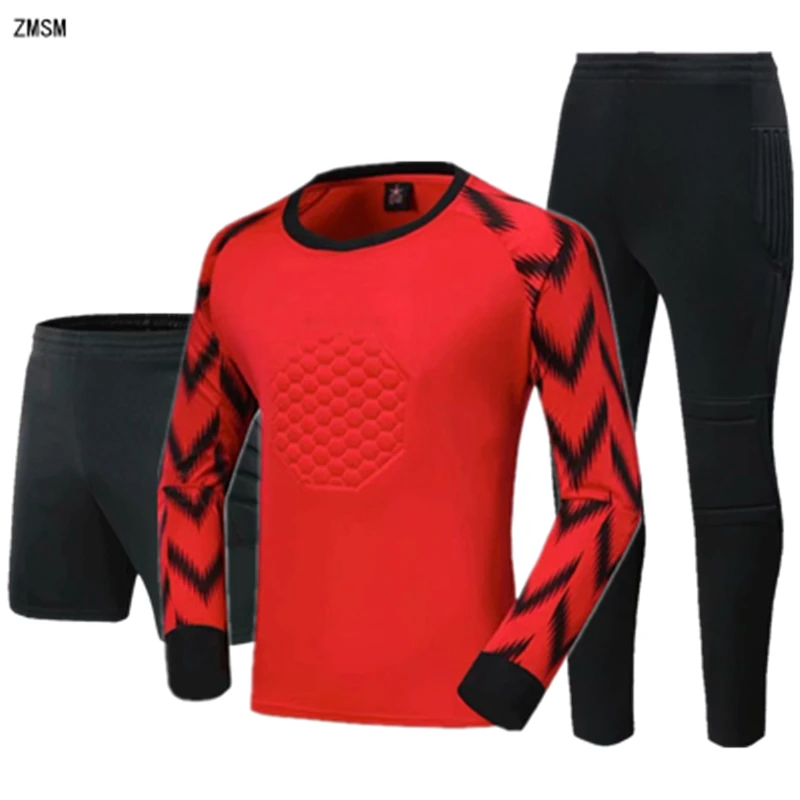 ChinFun Adult Long Sleeve Goalkeeper Soccer Jersey Padded Goalie Shirt with Sponge Protector