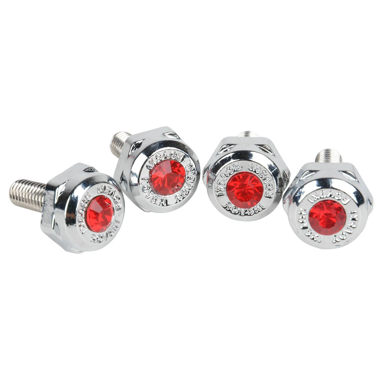 4PCS Red Crystal Car License Number Plate Frame Screw Bolt Cap Cover
