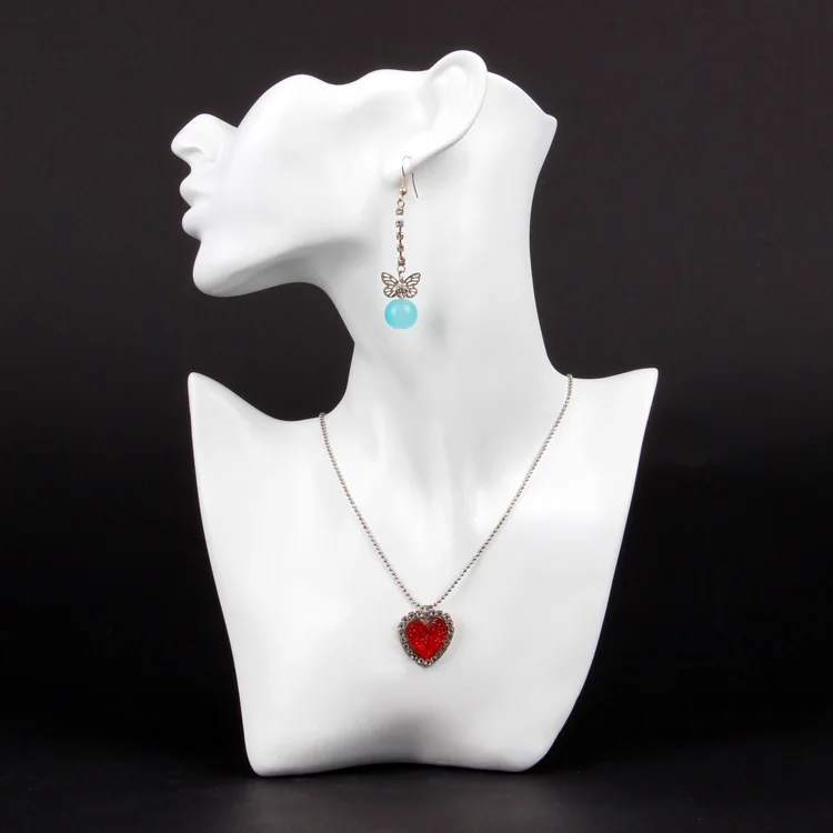 19 1/2" POLY-RESIN MANNEQUIN EARRING NECKLACE DISPLAY BUST COMBO JEWELRY DISPLAY 