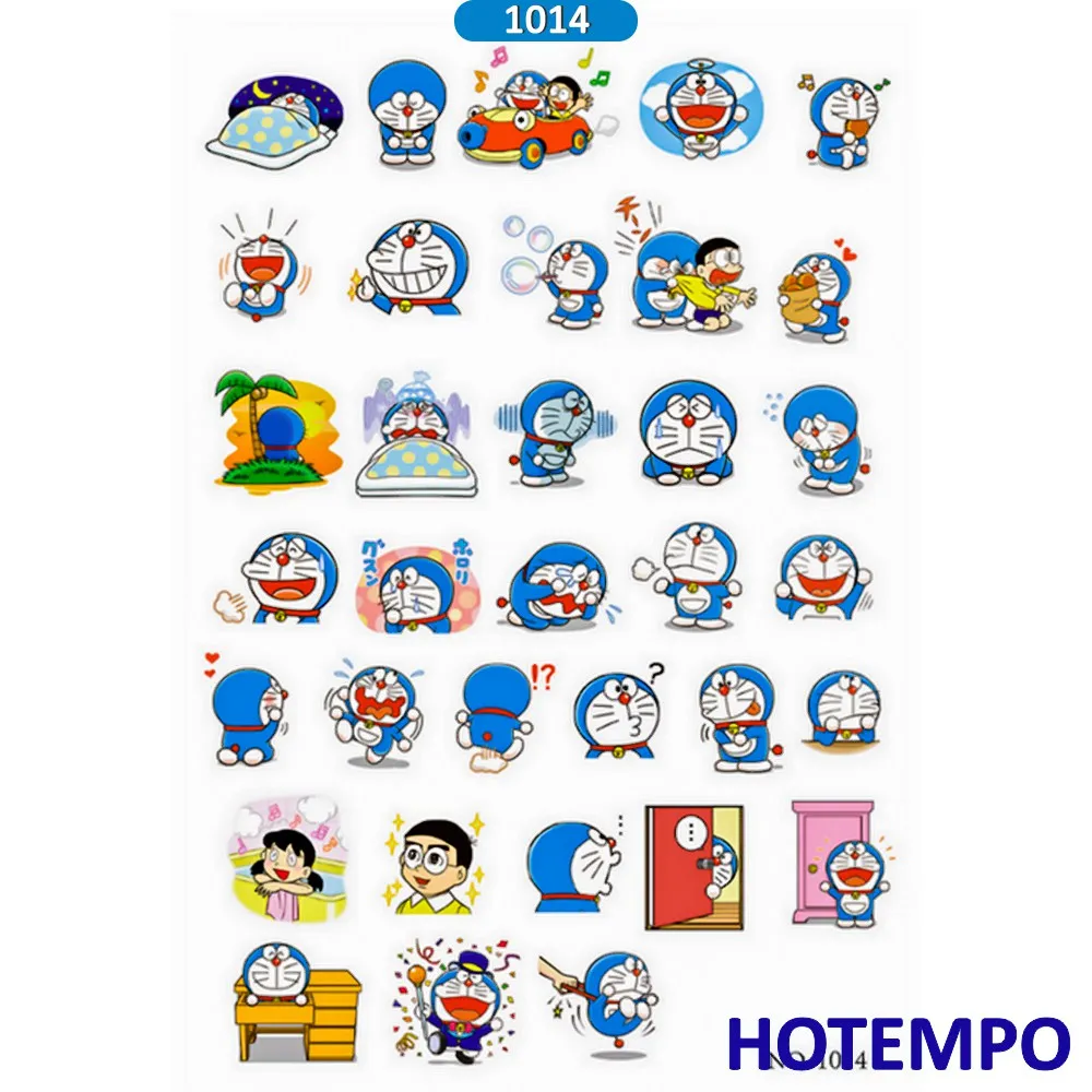 2 sheets PVC Waterproof Anime Lovely Doraemon  Emoji  