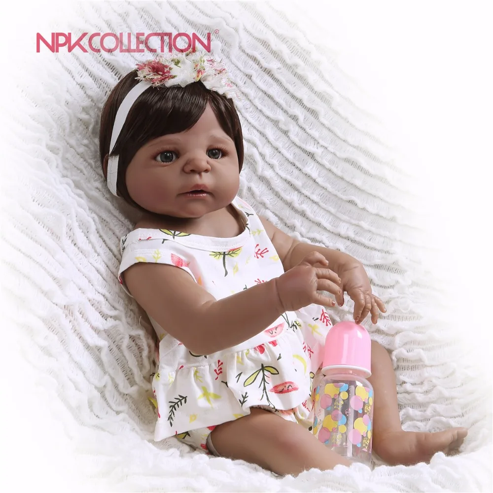 

NPKCOLLECTION 2018 New Design black baby Doll Full Silicone Body Lifelike Reborn Doll Handmade Baby Toy hot sale Xmas Gifts