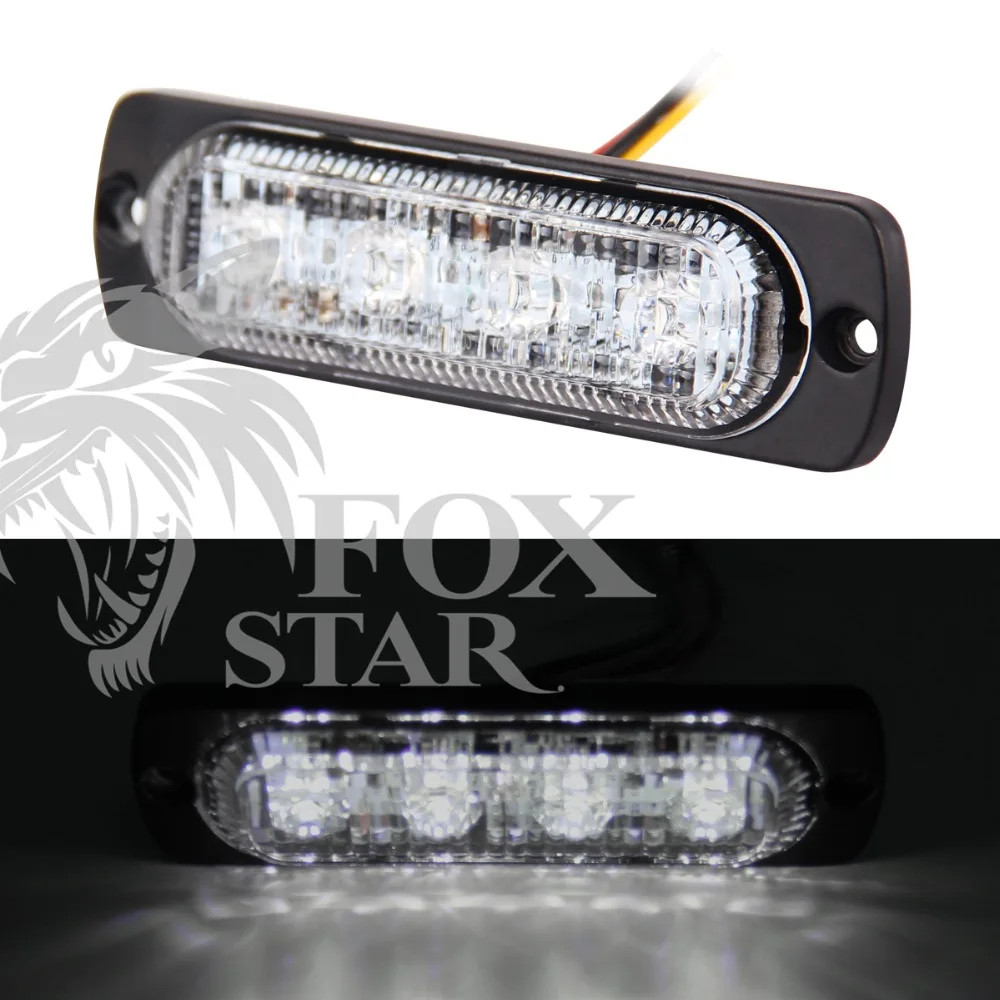 Super Bright White 4 LED Car Truck Van Side Strobe Light Warning