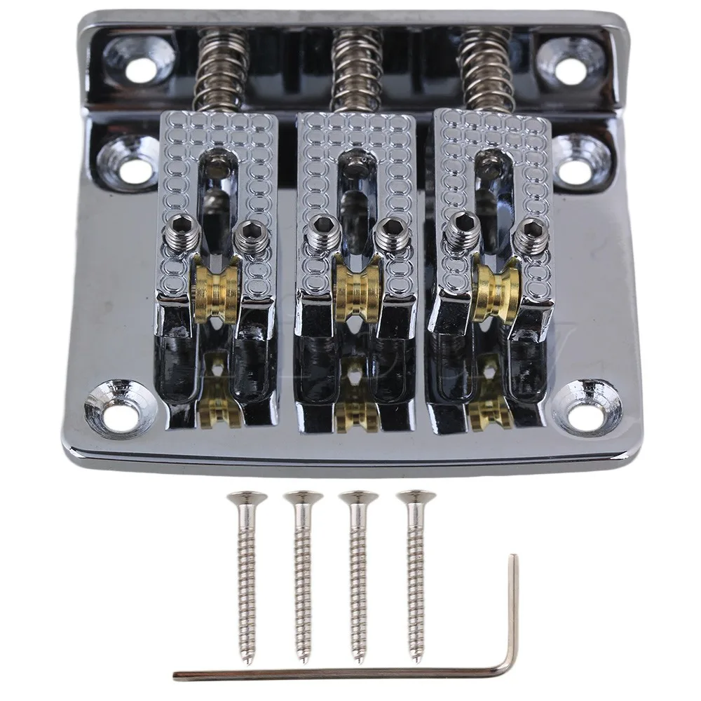 

Yibuy Silver Chrome Plated Bridge Tailpiece for 3 String Cigar Box Guitar