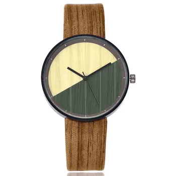 

Women Wood Texture Watch Imitation Wooden Vintage Leather Quartz Watch LXH