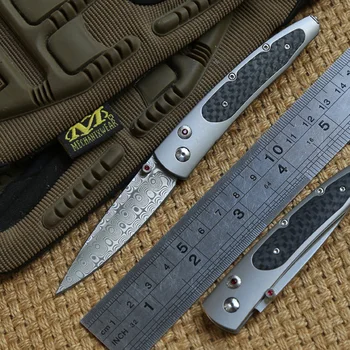 

William Henry Gentac B30 folding Knife Damascus blade Titanium outdoor survival camping hunting pocket knives fruit EDC Utility