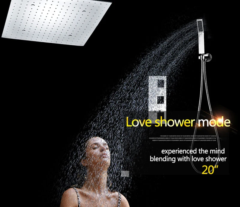 Large Ducha Shower System Thermostatic Mixer 20 Inch Led Mist Rain Shower 3 Ways Head Ceiling Shower Panel Handheld Shower Sets (9)