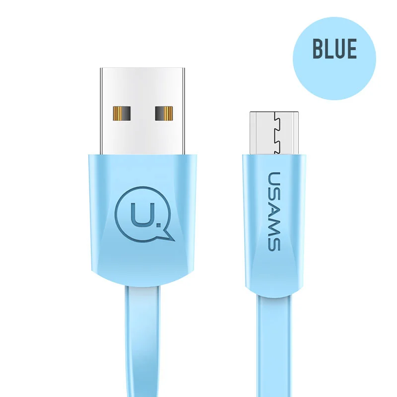 USAMS Micro USB кабель 2A Быстрая зарядка USB кабель для передачи данных для samsung Xiaomi LG планшета Android Microusb мобильного телефона usb зарядный шнур - Цвет: Blue