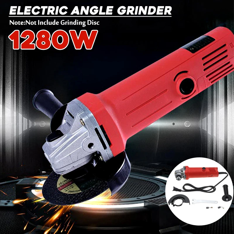 

1280W Electric Angle Grinder Full Copper Metal Wood Cutting Machine Polishing Polisher Grinding Cutting Tool 11000 rpm