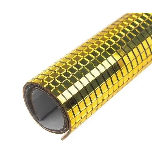 

Yellow Gold Self Adhesive Square Mosaic Mirror Sheet, Mirror Sticker
