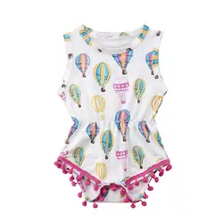 Для новорожденных для маленьких девочек боди печатных шар с кисточками для девочек боди 2018 летние для маленьких девочек s Костюмы