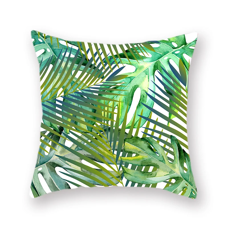 Tropical Palm Leaf Coniferous Decorative Double-Sided Polyester Cushion Cover Pineapple Yellow Green Car Throwing Pillowcase - Цвет: plant-07