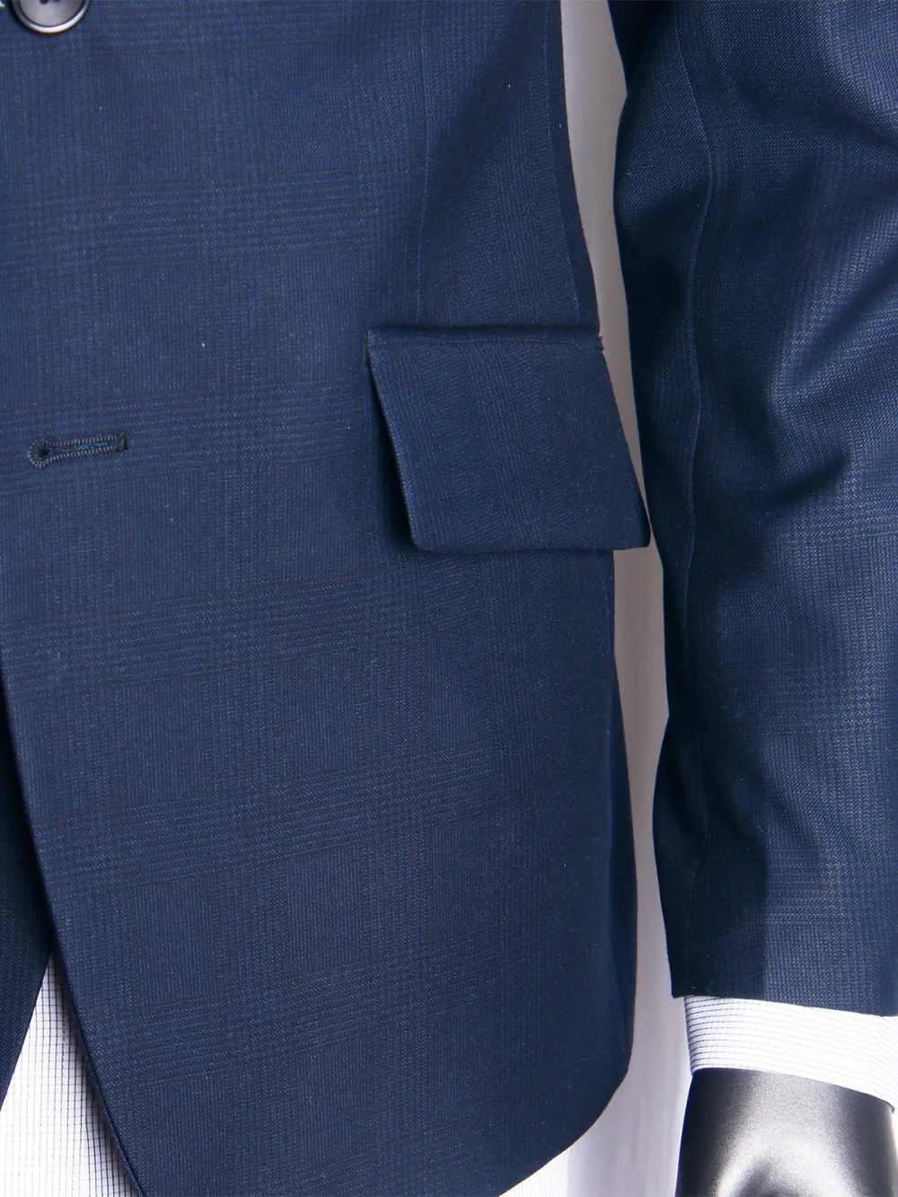 Midnight Blue Subtle Glen Check Men Suit Custom Made Suits Slim Fit Glen Plaid 2-piece Suit Tailoring Peak Lapel Ticket Pocket