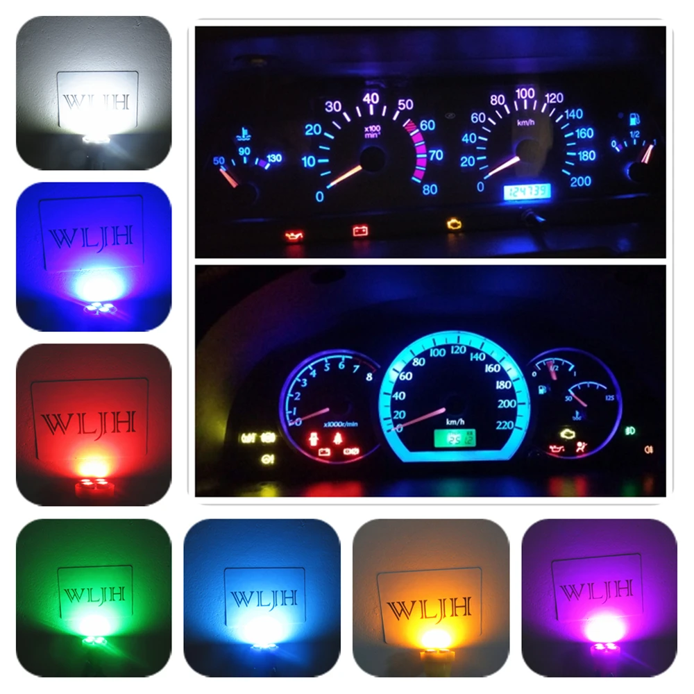 

WLJH T10 W5W Led 12V Automobile License Signal Interior Instrument Panel Led Lights Gauge Light Bulb Dashboard Lights for Cars
