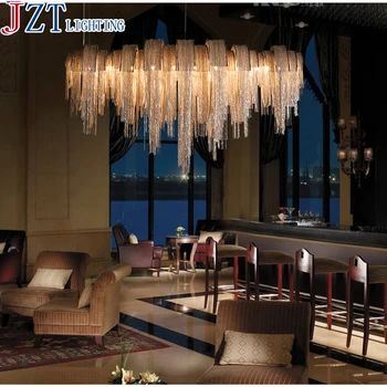 

M Modern European-Style Aluminum Fringed Villa Compound Sitting Room Atmosphere Luxury Hotel Lobby Crystal Tassels Lamp