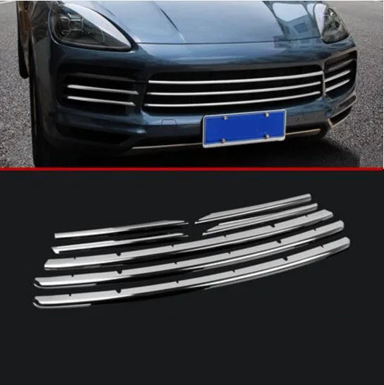 

JIOYNG Stainless Steel Car Front Racing Grills Bumper Mesh Grille Around Trim Cover 7pcs/Set For Porsche Cayenne 2018 2019