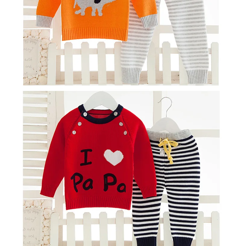 Г. Вязаный осенний свитер для маленьких девочек и мальчиков детская трикотажная одежда для малышей с длинными рукавами комплект из 2 предметов(топ+ штаны