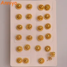 Anniyo 12 пар/лот,(1 см) золото/серебро Цвет Эфиопский маленькие серьги для детей/девочек, арабские африканские ювелирные изделия подарок#003716