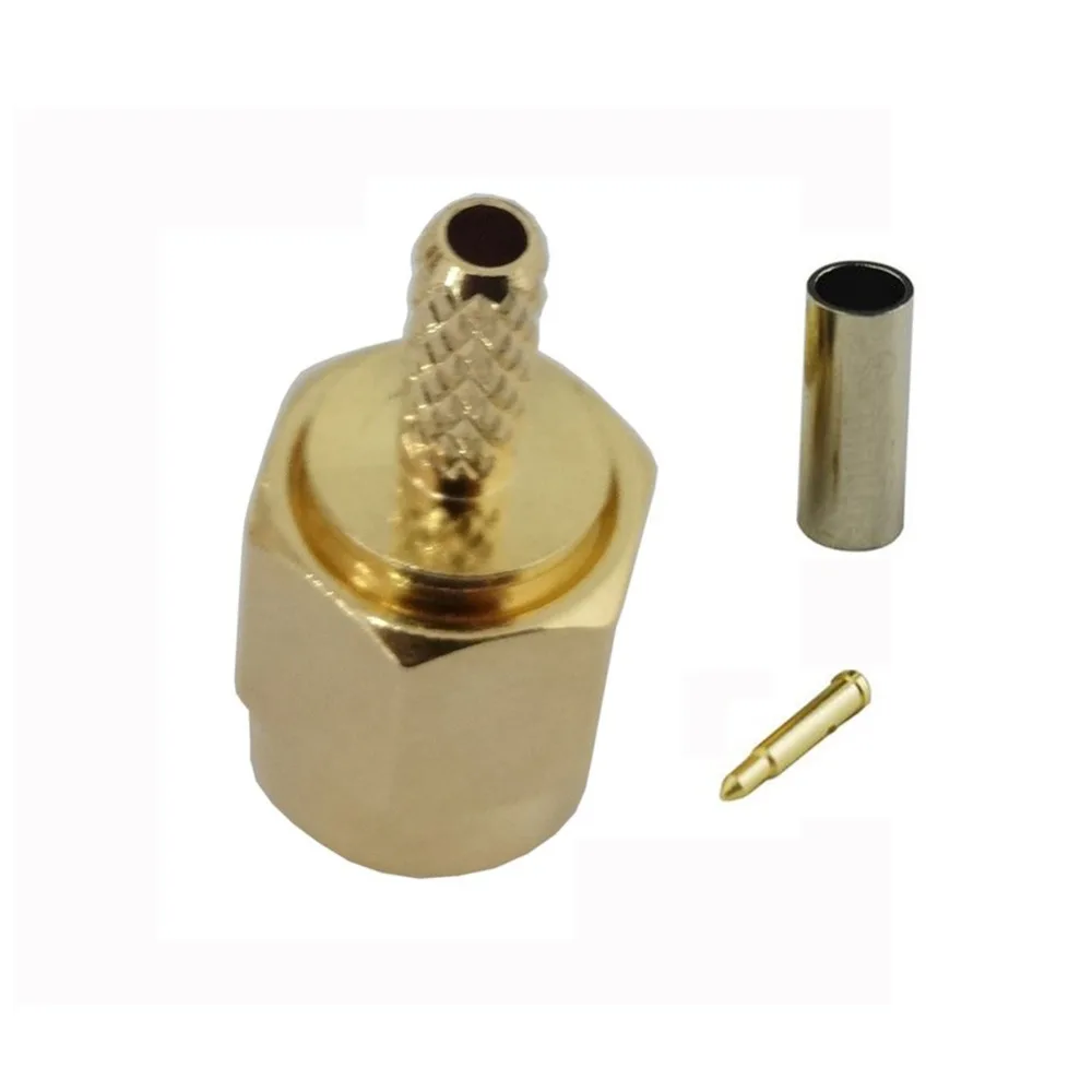 2Pcs RF SMA Crimp Male Connector SMA Male Plug Solder Crimp For LMR100