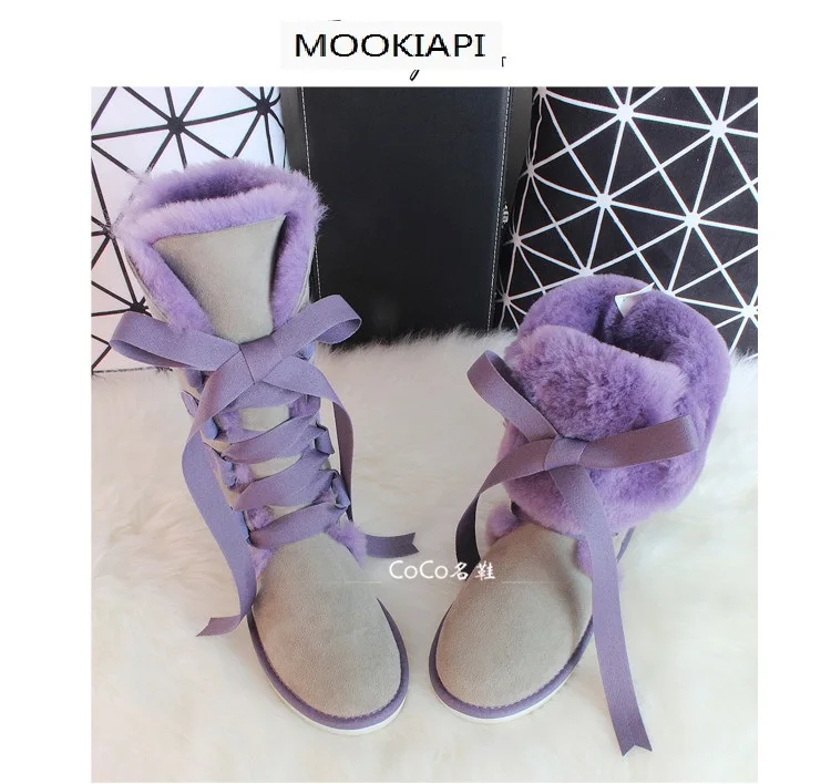 same picture In, Europe's latest high-quality snow boots, real sheepskin, natural wool, women's high-barrel snow boots, free delivery - Цвет: same picture
