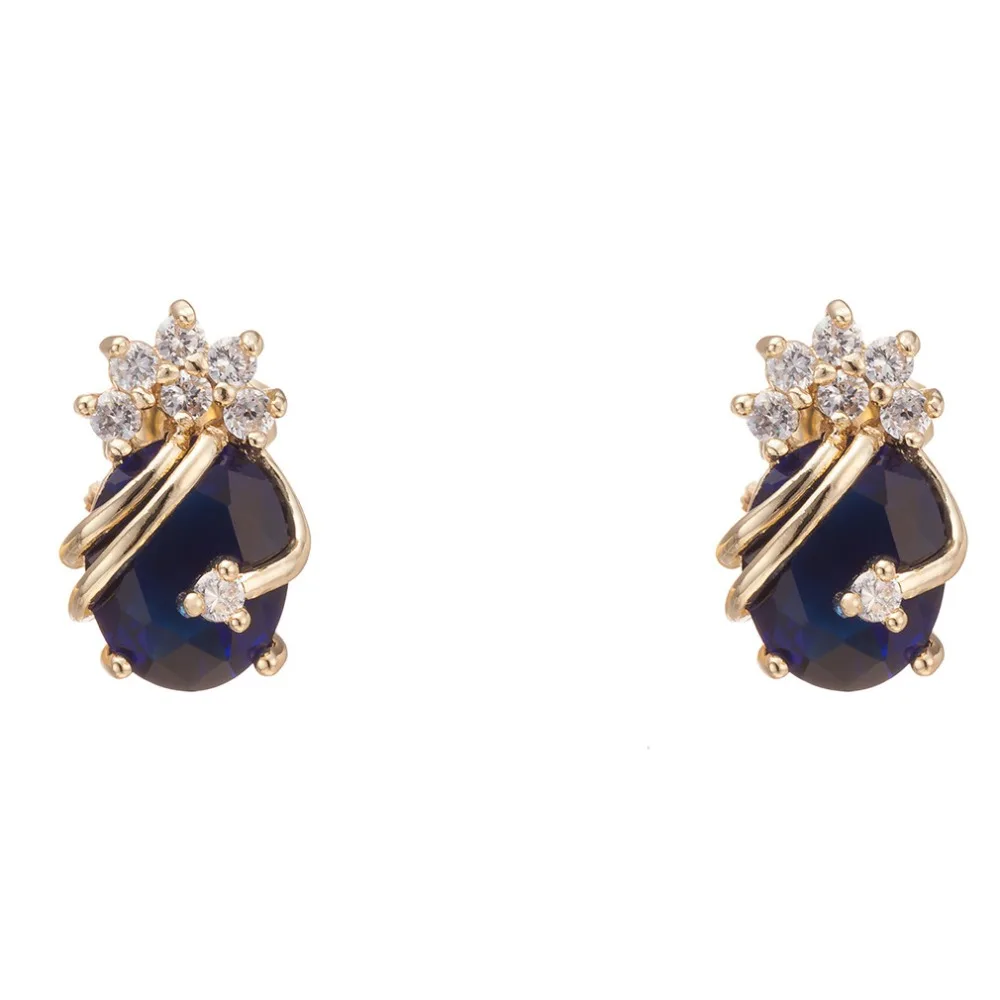 Navy blue Stones Stud Earrings For Women Luxury Top Clear Zirconia