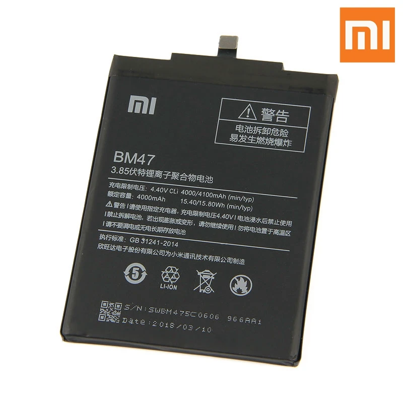 Аккумулятор Xiao mi BM47 для Xiao mi Red mi 3 3S 3X Red mi 3 4X Pro BM47 подлинный Сменный аккумулятор для телефона 4100 мАч+ Бесплатные инструменты