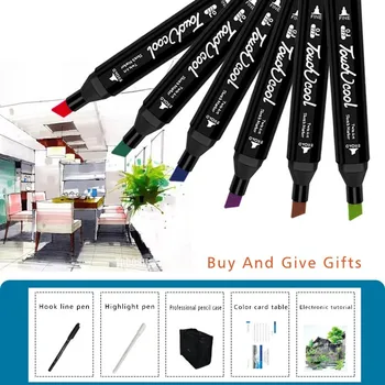

TOUCHFIVE NEW Cool 30/40/60/80 Colors Art Markers Alcohol Based Markers Brush Drawing Pen Set Dual Headed Art Sketch Design Pens