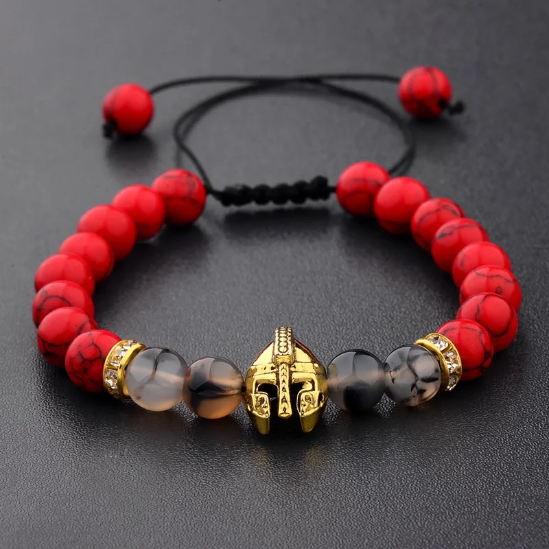 OIQUEI металлический шлем Сова голова льва бисерный браслет мужские разноцветные каменные бусины регулируемые браслеты браслет Мала-Йога для женщин