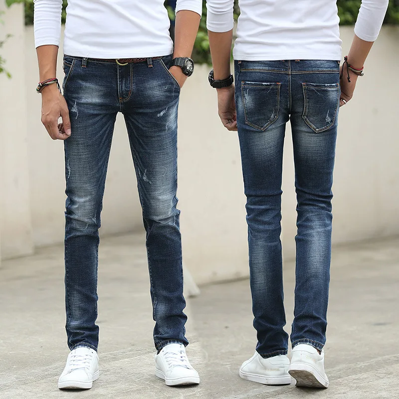 

2019 Men's Skinny Jeans Spring New Brand Fashion Slim Fit Straight Pants Men Casual Skinny Long Jeans Plus Size