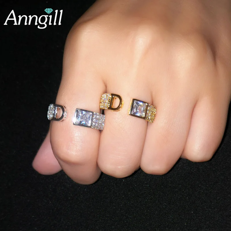 

Luxury Brand Open Ring Gold Color Finger Promise Engagement Rings For Women Wedding Rings Anillos Couples Body Jewelry