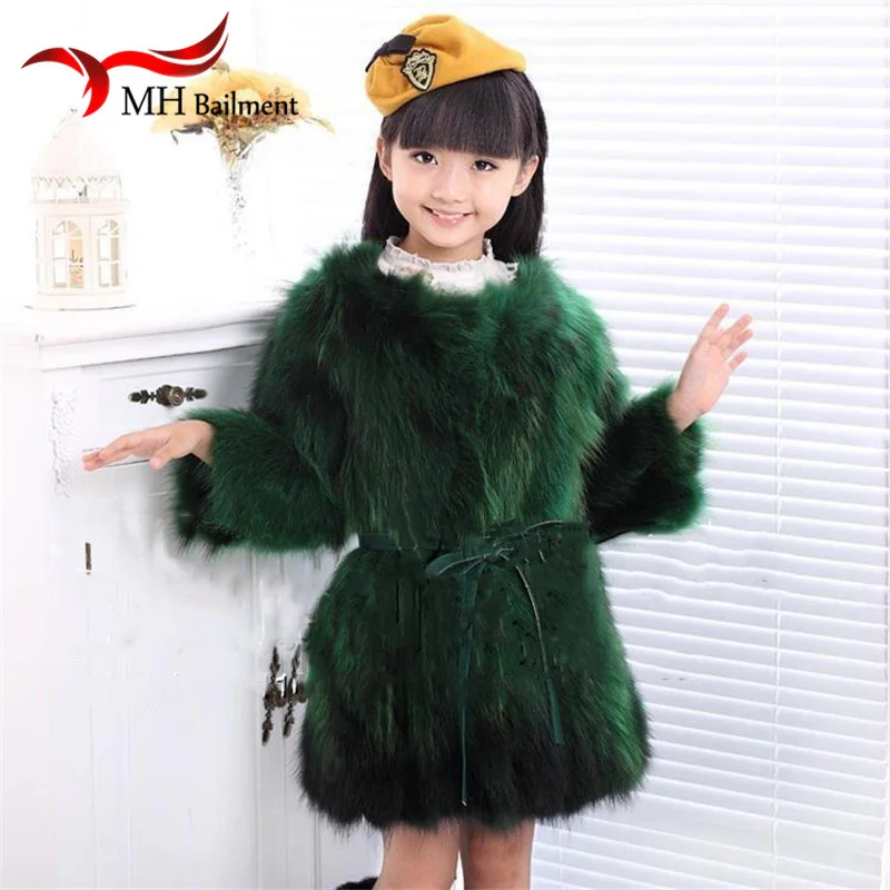 

Children Raccoon Fur Coat Autumn Winter Girls Warm Long-sleeved Raccoon Fur Clothing Solid Color High Quality Coat Jackets C#46