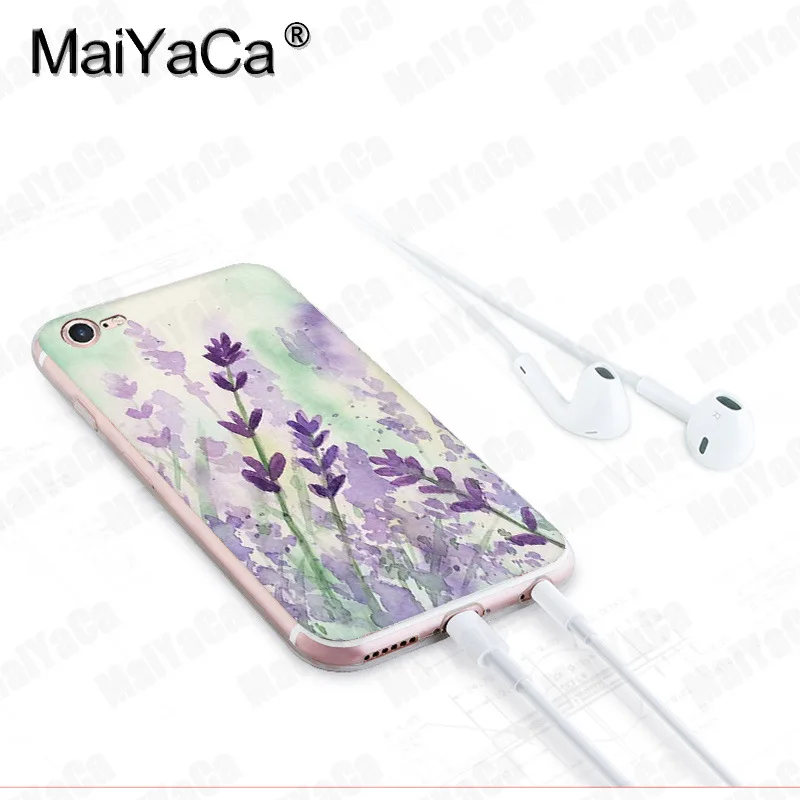 MaiYaCa для iphone 7 6 X чехол с акварельным цветком Одуванчик Лотос Лаванда чехол для телефона для iphone 8 7 6 6S Plus X 10 5 XS XR XSMAX - Цвет: 3