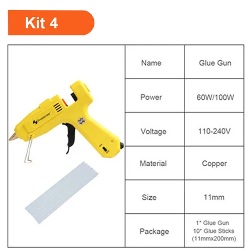PROSTORMER горячего расплава клея пушка 110-240V Профессиональный Высокая температура ремонт тепловой пистолет пневматические инструменты сделай-сам 20/100/150/300 Вт клеевой пистолет - Цвет: Kit 4