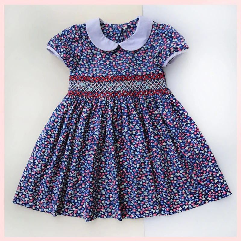 

kids girls summer dress 2019 holiday little girl smocked floral dresses 3 4 5 6 years children embroidery flower princess dress