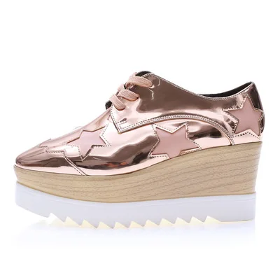 

Drop shipping Oxfords Shoes For Women Platform Creepers Women's Oxfords Shoes Star Casual Ladies Flats Shoes Loafers Black