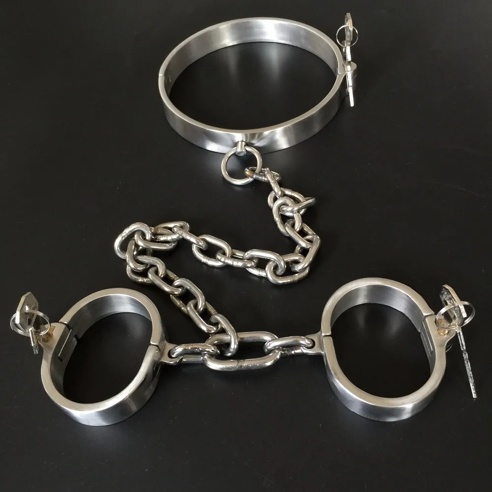 Buy 2pcs Set Bondage Collar Handcuffs For Sex Steel