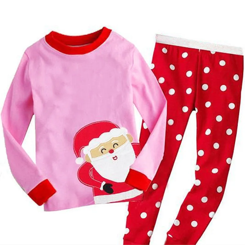 Новинка; для маленьких девочек и мальчиков, ночное белье, Санта Клаус Ночная одежда с оленем Пижама комплекты Детская осенне-зимняя одежда с рождественским мотивом LP039 - Цвет: Color as shown