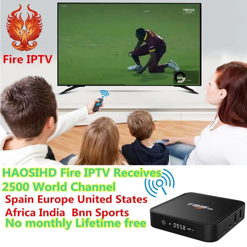 HAOSIHD T95M tv box android 7.1 One year subscription IPTV Media Player 1GB/2GB 8GB 2.4GHz WiFi Android 7.1 Set Top Box