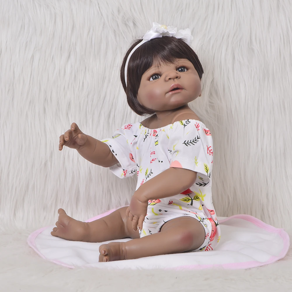 Коллекционная кукла 23 &quotReborn Baby doll полное тело силикон 57 см Реалистичный Черный