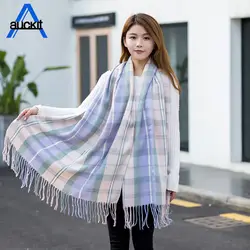 2018 осень и зима новый теплый шарф японский кисточка имитация кашемира шарф модный роскошный плед Уважаемый бренд шарф