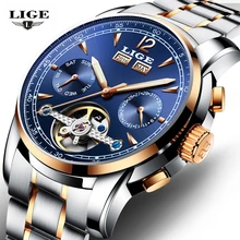 Relojes LIGE Mâle Automatique mécanique Sport Montre Hommes De Luxe de Marque Casual Montres Hommes Montre-Bracelet armée Horloge relogio masculino