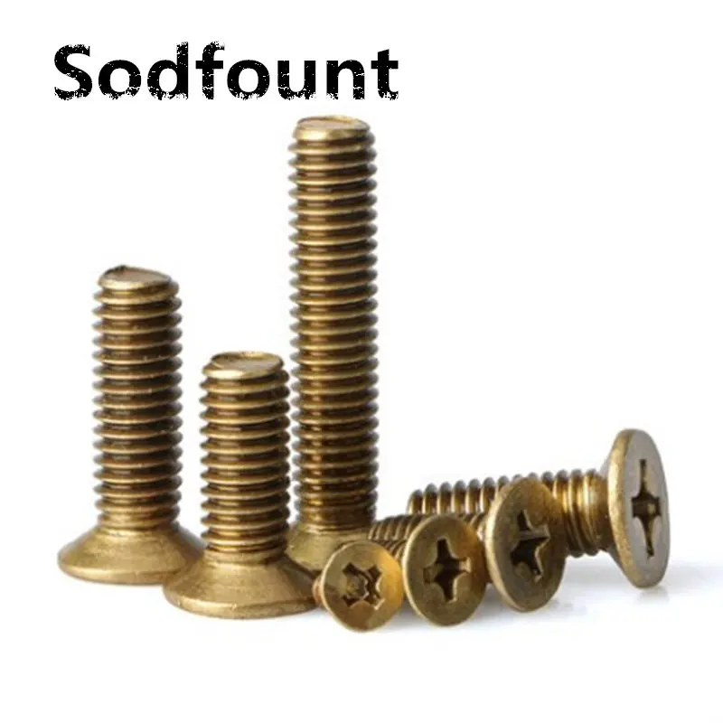 20 шт./лот медный винт M3 M4 потайная головка Винт Крест плоская винт|brass knurl nuts|knurled