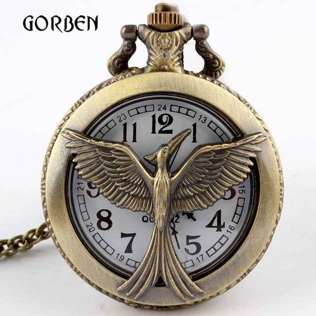 Bronze Retro Hunger Games Pocket Watch Round Dial Arabic Number Vintage Quartz P Bronze Retro Hunger Games Pocket Watch Round Dial Arabic Number Vintage Quartz P