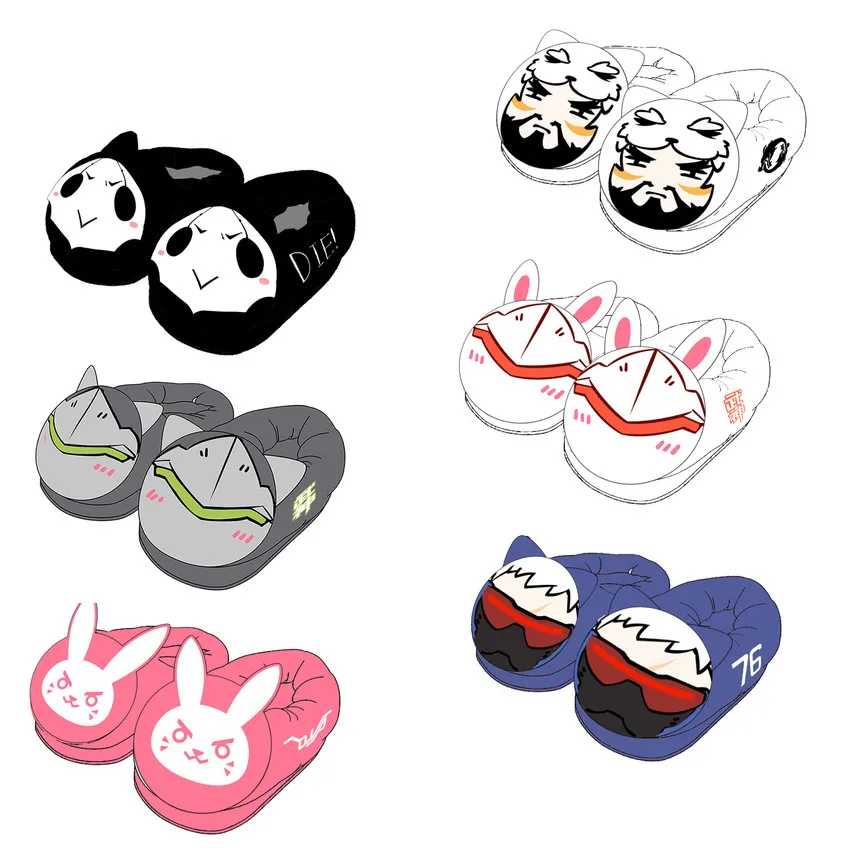 Милые Японские Аниме OW D.va Genji солдата: 76 Reaper Hanzo Figure Shoes зимние мягкие плюшевые
