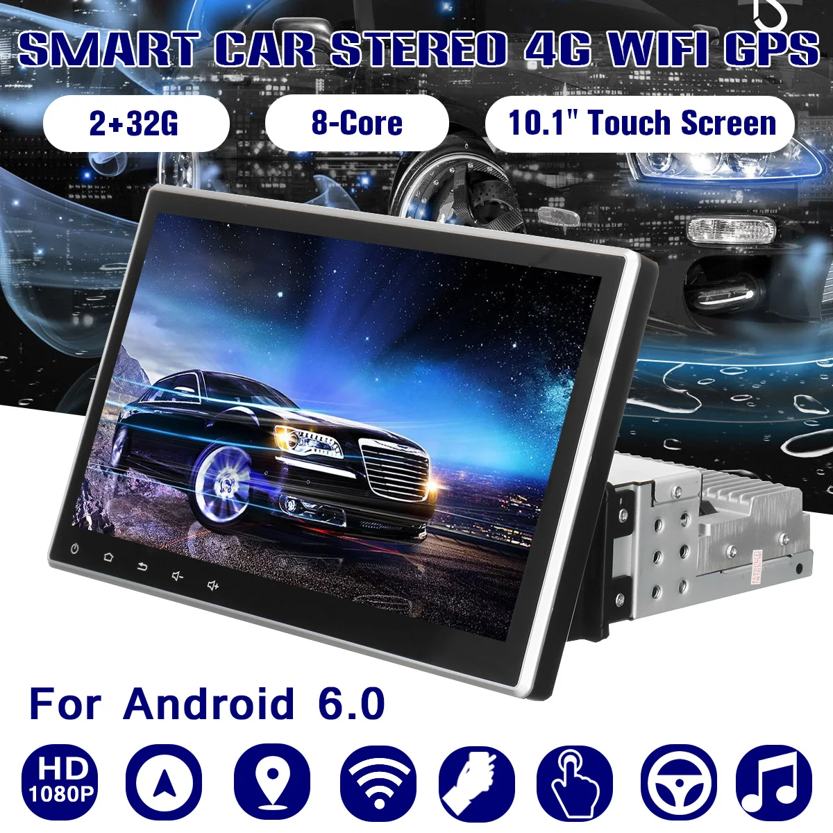  Auto-Multimedia-Player 101 2G + 32G für Android 6.0 Auto Stereo 1DIN 4 Core bluetooth WIFI GPS Nav 