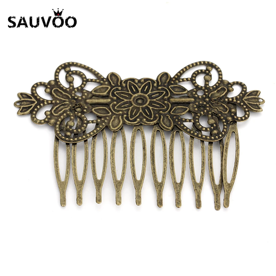 Sauvoo 10 шт. зубцов античные бронзовые цветные металлические гребни для волос
