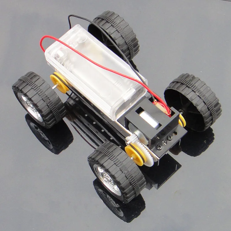 F17924 Self assembly DIY Mini Battery Powered Metal Car Model Kit 12 8cm 4WD Smart Robot