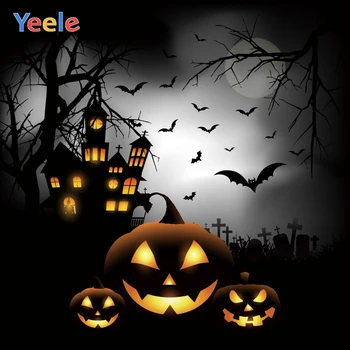 

Yeele Halloween Photocall Pumpkin Lamp Castle Bat Photography Backgrounds Customized Photographic Backdrops for Photo Studio