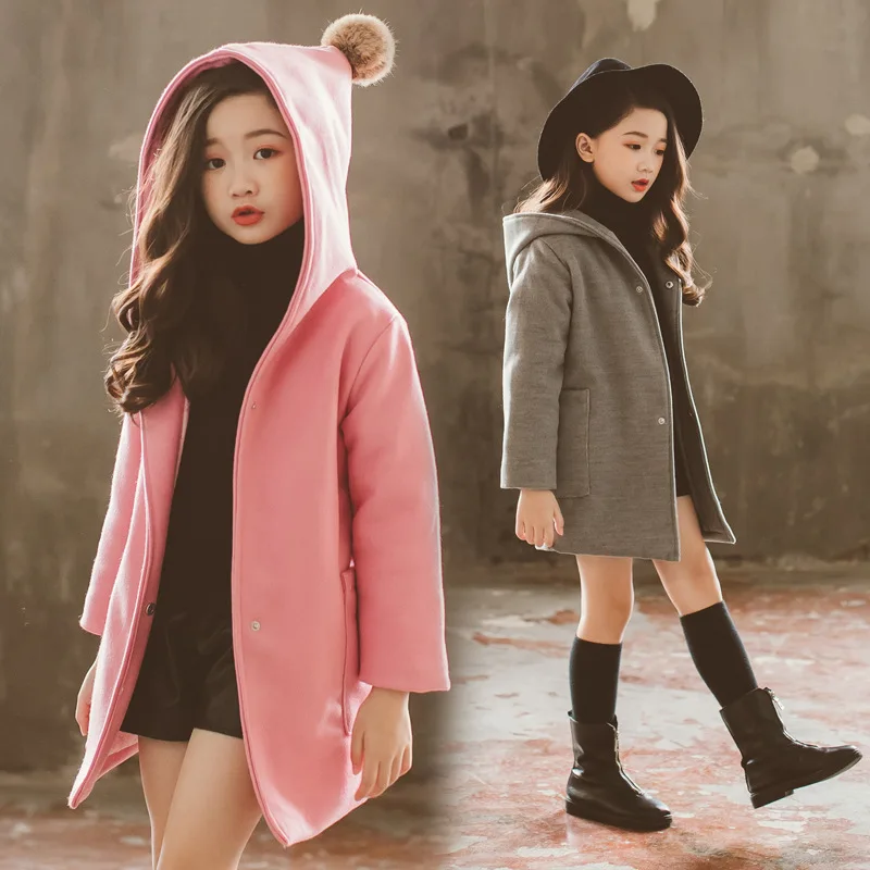 

Girls Clothes Trench Coats Jackets For Clothes Tops Kids Children Windbreakers Spring Jacket Autumn Outerwear Wool Hooded Coat