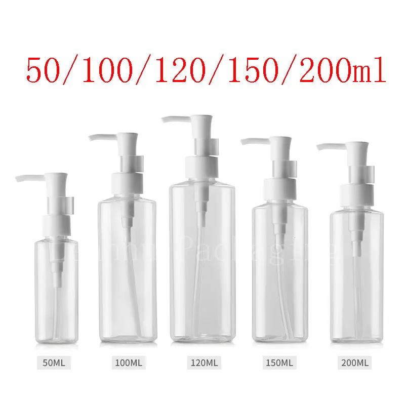 Empty Skin Care Oil Pump Flat Plastic Bottles Lotion Cream Dispenser Clear Container Shampoo