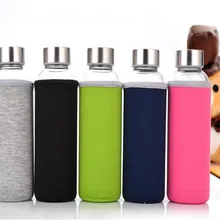 280 мл портативная стеклянная бутылка для питья стеклянная бутылка для воды с защитной сумкой Спортивная уличная garrafa de vidro